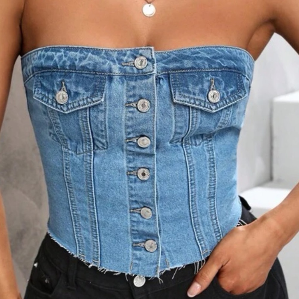 Denim Button Top
